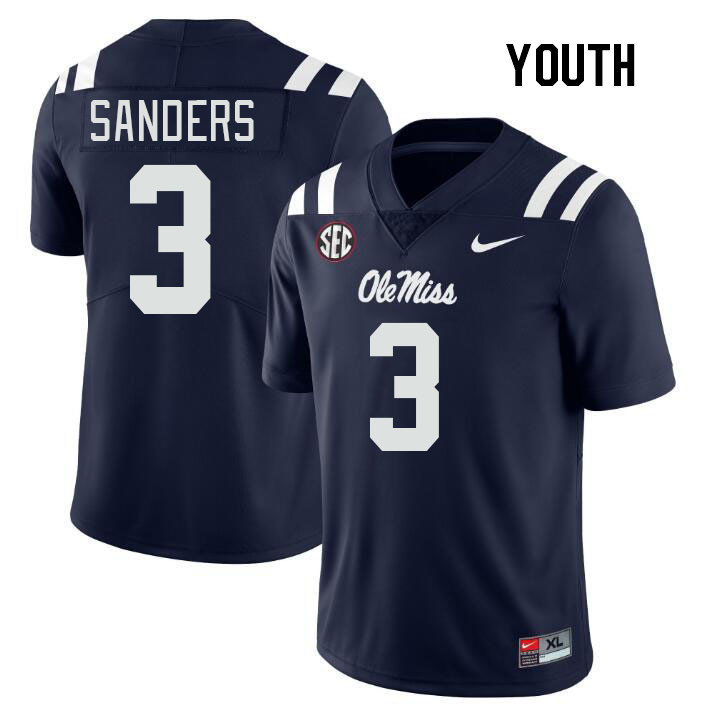 Youth #3 Spencer Sanders Ole Miss Rebels College Football Jerseys Stitched Sale-Navy